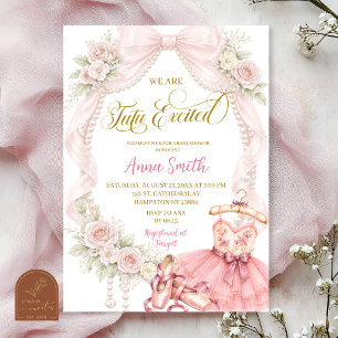 Invitation Baby shower excitée tutu et perle