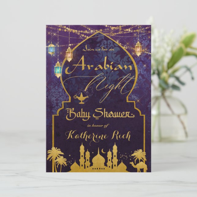 Invitation Baby shower Exotic Arabian Nights (Debout devant)
