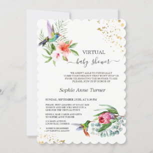 Invitation Baby shower Exotique Floral Hummingbird Virtual