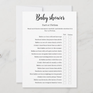 Invitation Baby Shower Fact or Fiction Game, Baby Trivia