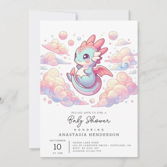 Invitation Baby shower Fairytale Dragon (Devant)