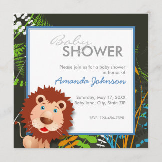 Invitation Baby shower fait sur commande de lion de jungle