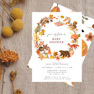 Invitation Baby Shower Fantaisiste en Forêt d'Automne