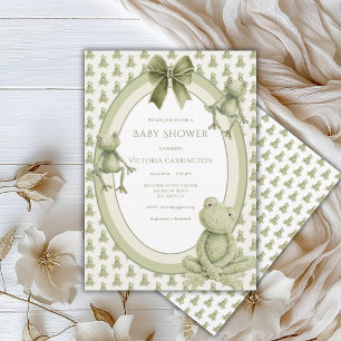 Invitation Baby Shower Fantaisiste Grenouilles Vertes