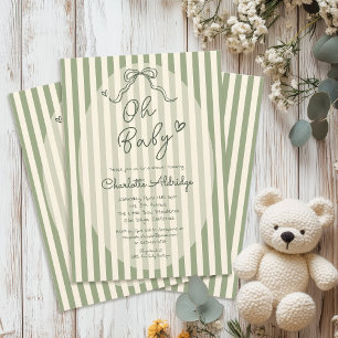 Invitation Baby Shower Fantaisiste Vert Sauge à l'Arc