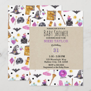 Invitation Baby Shower Fantastique à l'aquarelle pour Hallowe