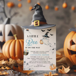 Invitation Baby shower fantôme d'Halloween bleu de charme