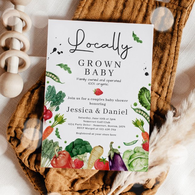 Invitation Baby-Shower Farmers Market Bébé Local (Créateur téléchargé)