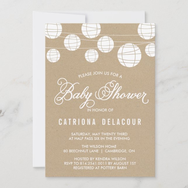 Invitation Baby shower Faux Kraft en papier (Devant)
