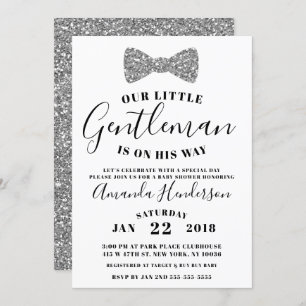 Invitation Baby shower, Faux Silver