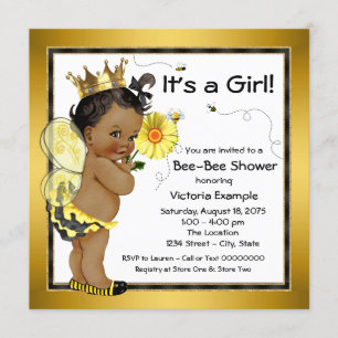 Invitation Baby shower féminin afro-américain