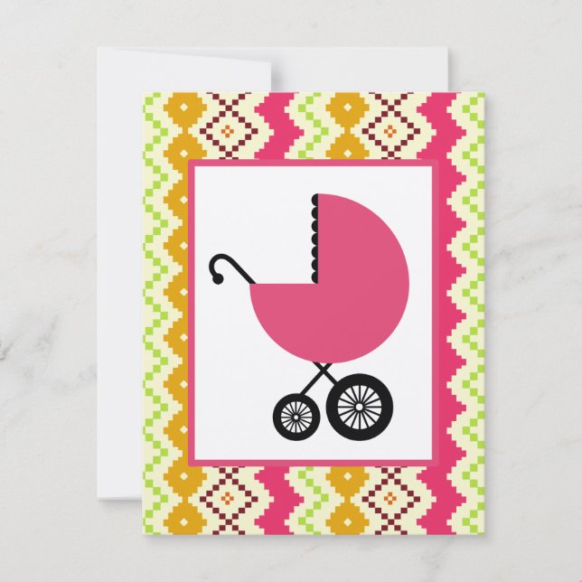 Invitation Baby shower féminin - Arrière - plan inspiré par l (Devant)