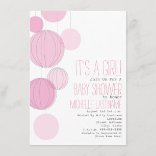 Invitation Baby shower féminin des Lanternes roses