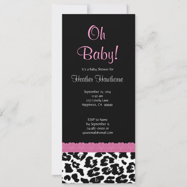 Invitation Baby shower féminin Motif Leopard V12 (Devant)