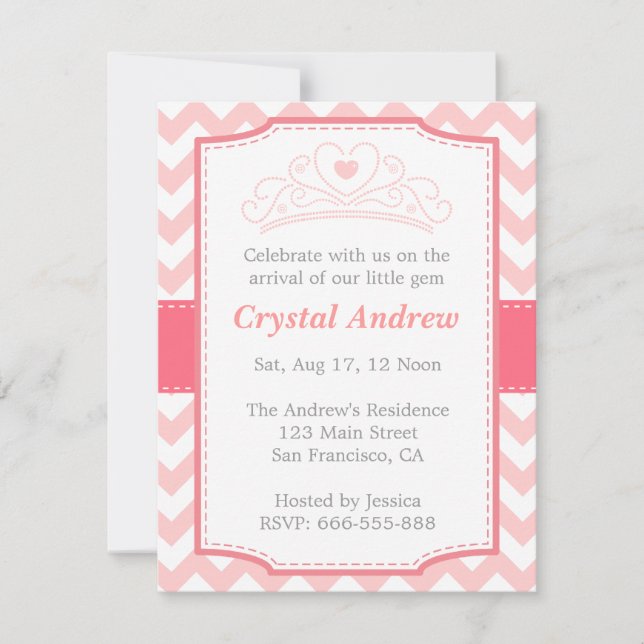 Invitation Baby shower féminin - Princesse des bébés roses et (Devant)
