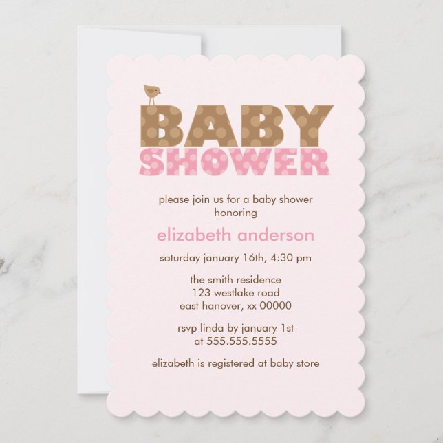 Invitation Baby shower féminin rose doux (Devant)