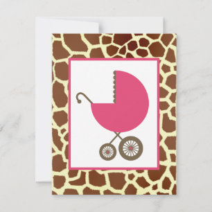 Invitation Baby shower féminin - Transport rose et Girafe Imp
