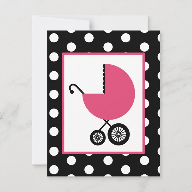 Invitation Baby shower féminin - Transport rose et Pois (Devant)