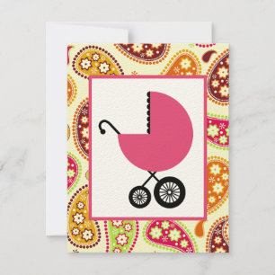 Invitation Baby shower féminin - Transport rose et rose