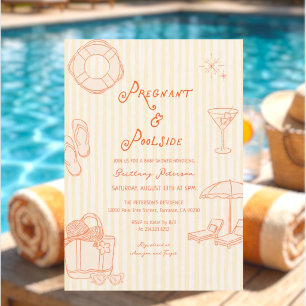 Invitation Baby-Shower Fête au bord de la piscine pour future