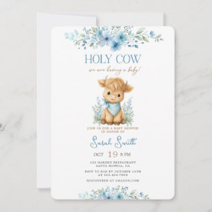 Invitation Baby Shower Fête de Bébé Garçon Vache Sacrée