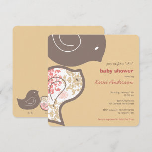 Invitation Baby shower Fête des pousses Damas roses Invitatio