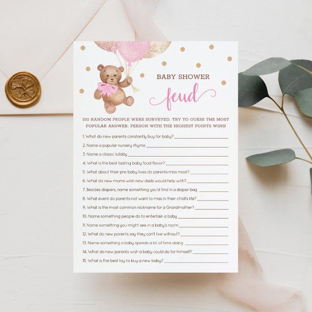 Invitation Baby shower Feud Game Teddy Bear Card (Créateur téléchargé)