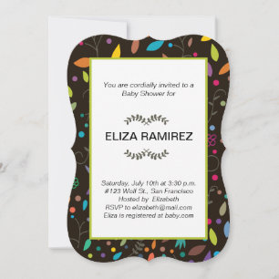 Invitation baby shower feuille à motifs