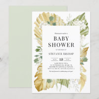 Baby shower Feuille Boho Watercolor séché Palm