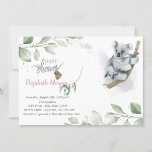 Invitation Baby shower Feuille de Koala Bear