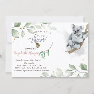 Invitation Baby shower Feuille de Koala Bear
