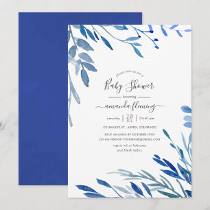 Invitation Baby shower Feuille de la marine d'aquarelle