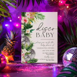Invitation Baby shower Feuille Tropical Disco Ball