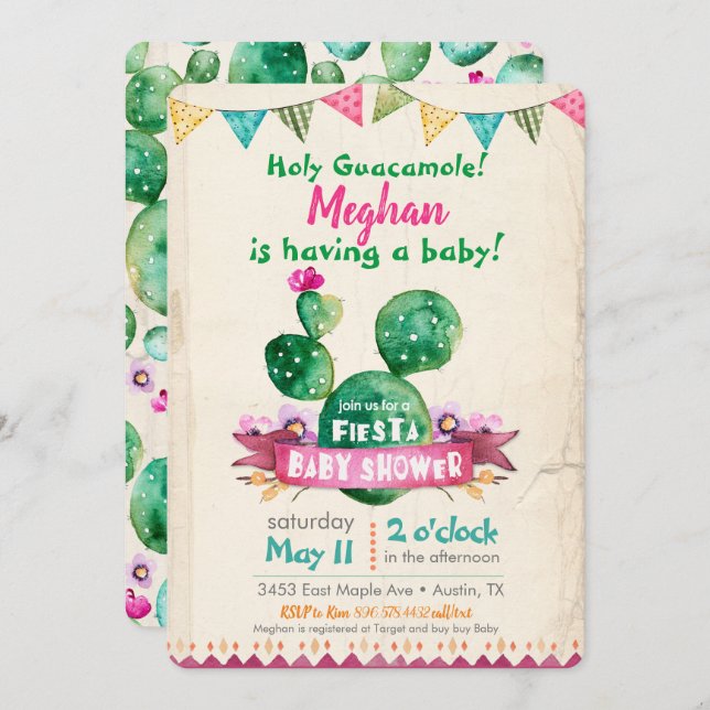 Invitation Baby shower Fiesta (Devant / Derrière)