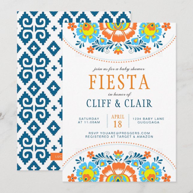 Invitation Baby shower Fiesta (Devant / Derrière)