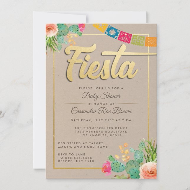 Invitation Baby shower Fiesta (Devant)