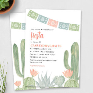 Invitation Baby shower Fiesta, Baby shower Cactus