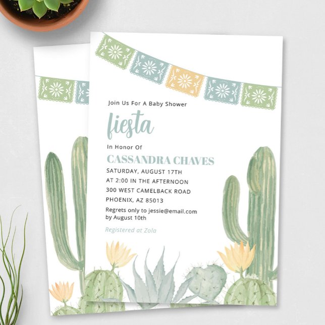 Invitation Baby shower Fiesta, Baby shower Cactus (Fiesta Baby Shower Invition)