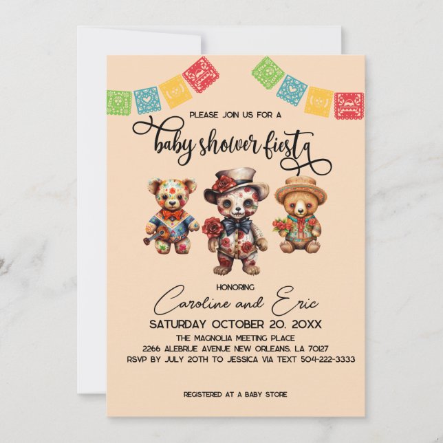 Invitation Baby shower Fiesta Día de los Muertos (Devant)