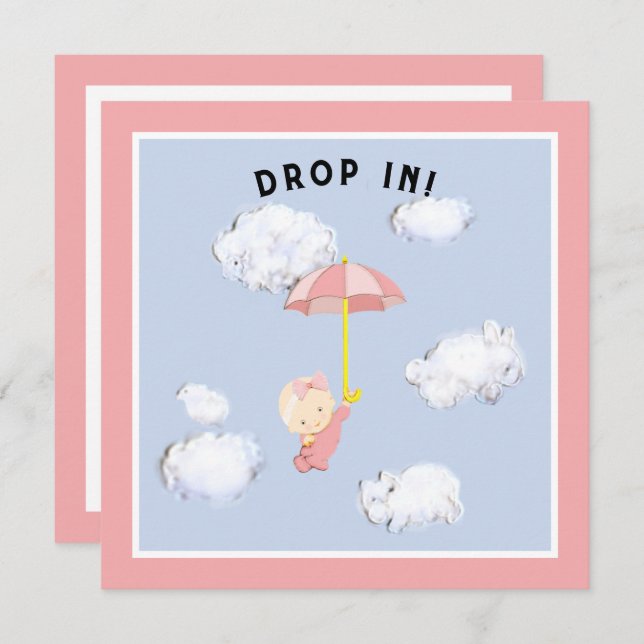 Invitation Baby shower fille (Devant / Derrière)