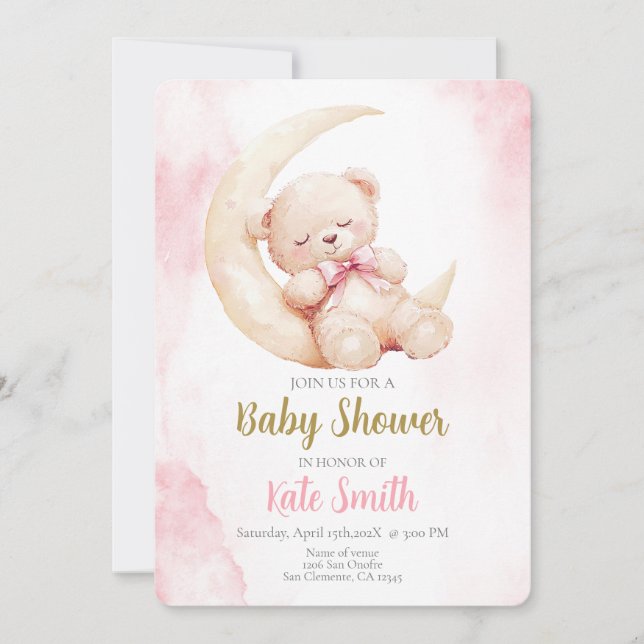 Invitation Baby shower fille (Devant)