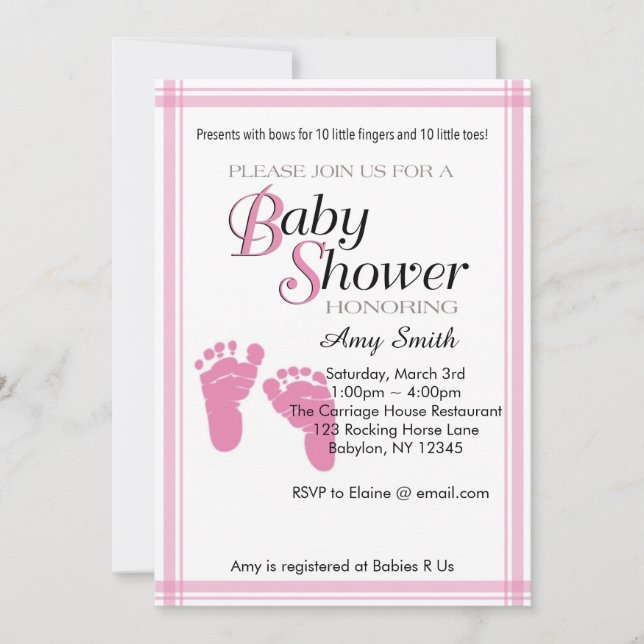 Invitation Baby shower - fille (Devant)