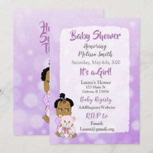 Invitation Baby Shower Fille Afro-Américaine