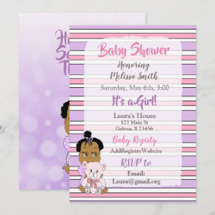 Invitation Baby Shower Fille Afro-Américaine