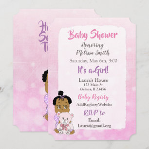 Invitation Baby Shower Fille Afro-Américaine