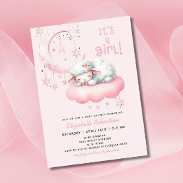 Invitation Baby shower fille agneau rose
