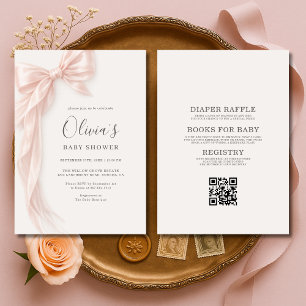 Invitation Baby Shower Fille Arc en Ciel Rose