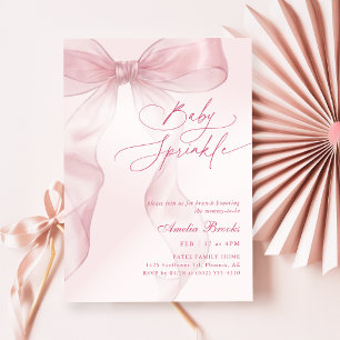 Invitation Baby Shower Fille Arc-en-Ciel Rose Aquarelle