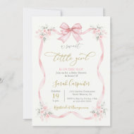 Invitation Baby shower fille arc rose