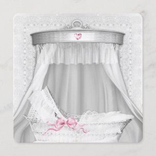 Invitation Baby Shower Fille Berceau Blanc